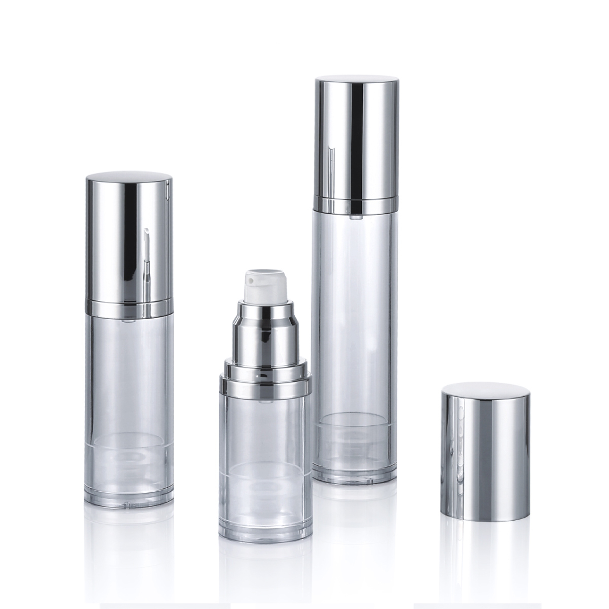 15 ml 30 ml 50 ml Custom Shiny/Mat Silver Cosmetic Skin Care Airless Pump Bottle L04-1