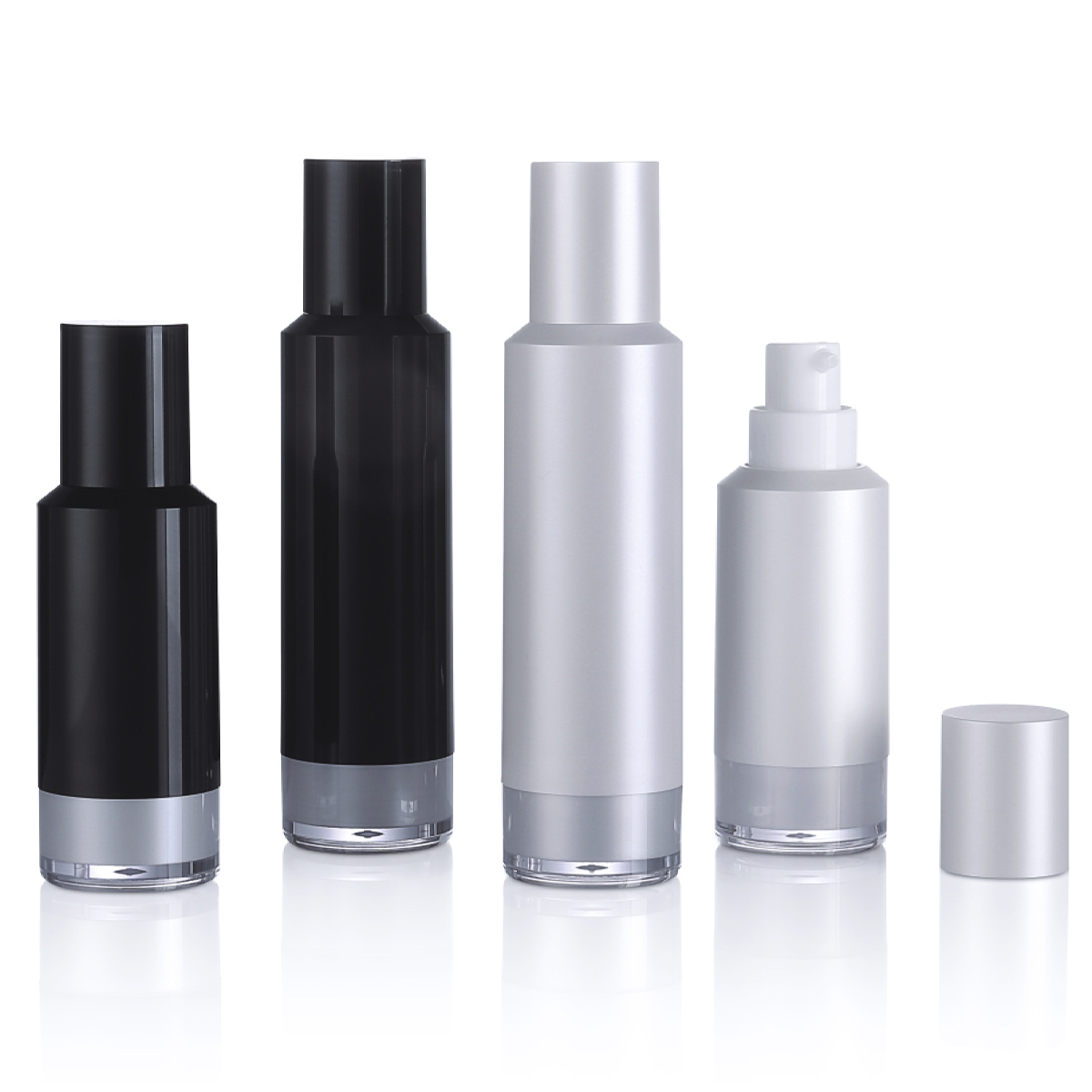 15 ml 30 ml luxe plastic pp zwarte matte lotion airless pompfles voor huidverzorging verpakking l07