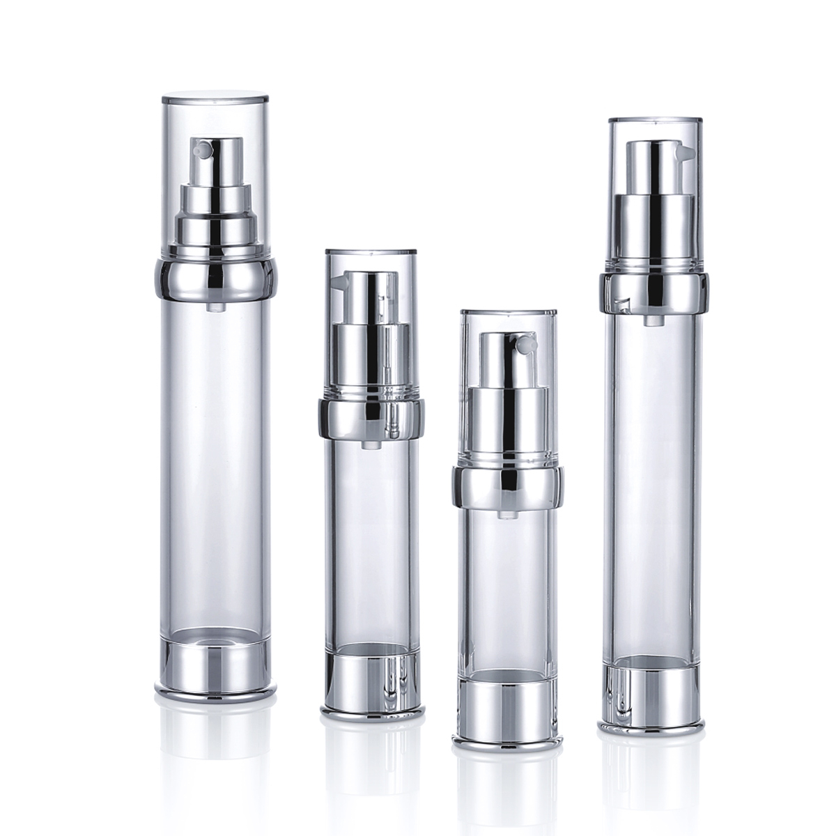 15 ml 20 ml 30 ml 50 ml 50 ml Multi -size transparante zilveren perspompkop Essentie Lotion Plastic Airless Pump Bottle L08