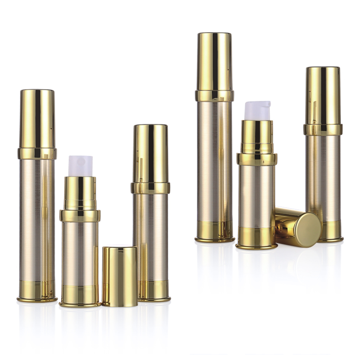 5 ml 10 ml 15 ml Plastic Airless Bottle Golden/ Silver UV Craft Mini Airless Lotion/ Spray Pump Bottle L10