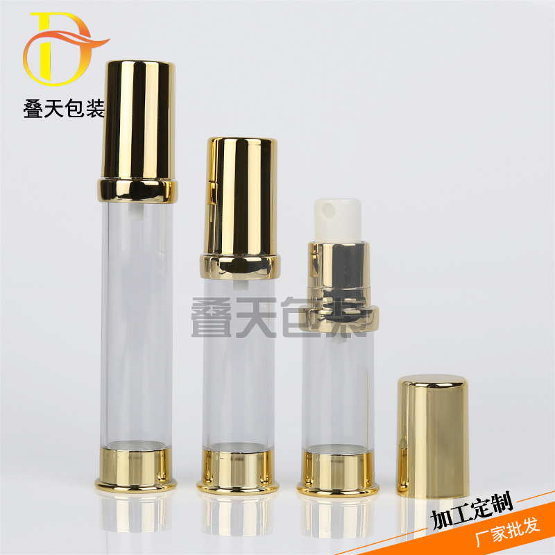 5 10 15 ml cosmetische parfumfles, gouden transparant, druktype, gesplitste fles, matte draagbare vacuümfles